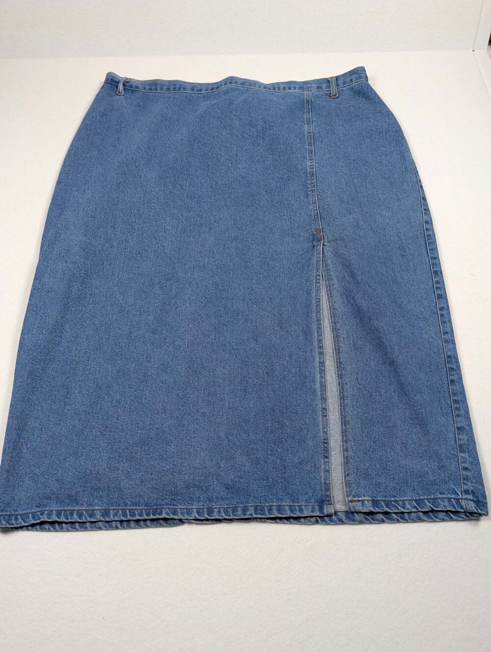 Venezia Jeans Vintage Midi Denim Skirt with Front Slit - Picture 6 of 8